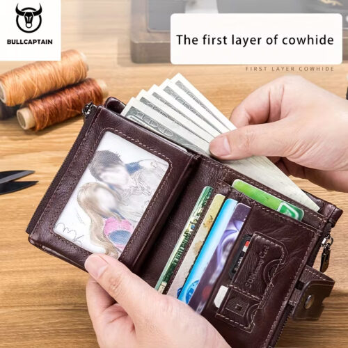 BULLCAPTAIN Bifold Leather Wallet