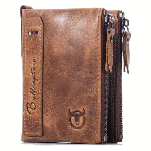 BULLCAPTAIN Leather Bifold Wallet