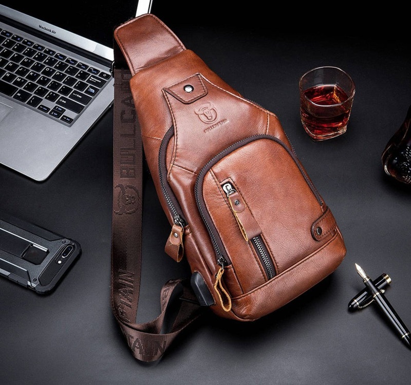 BULLCAPTAIN Genuine Leather Crossbody Bag