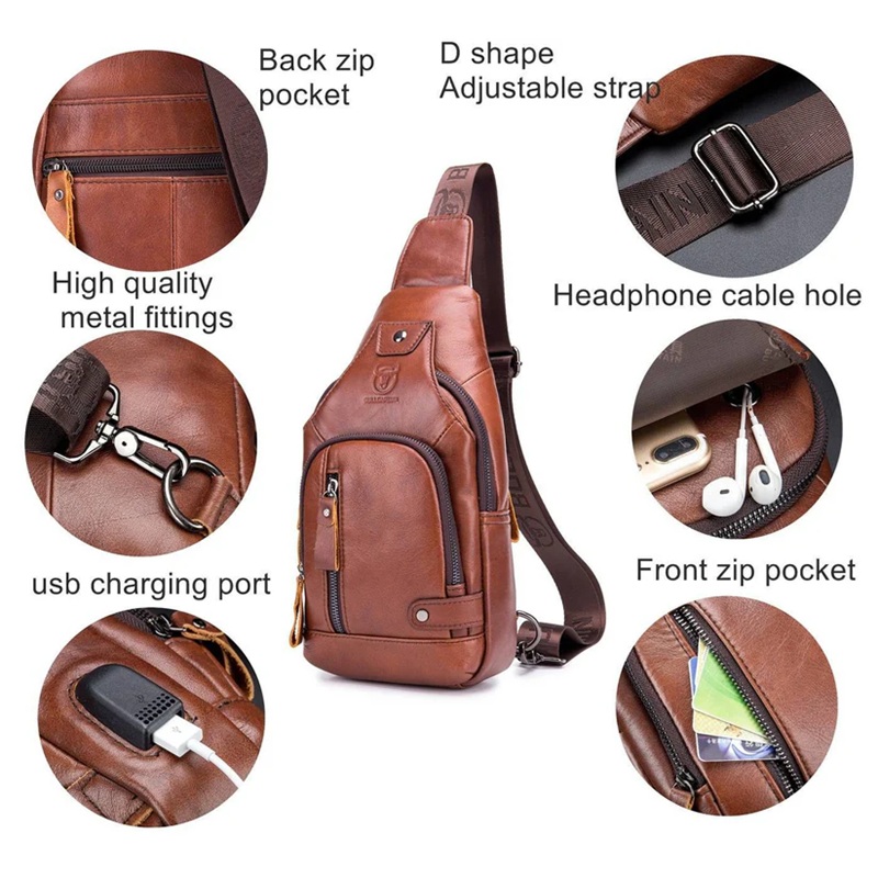 BULLCAPTAIN Genuine Leather Crossbody Bag