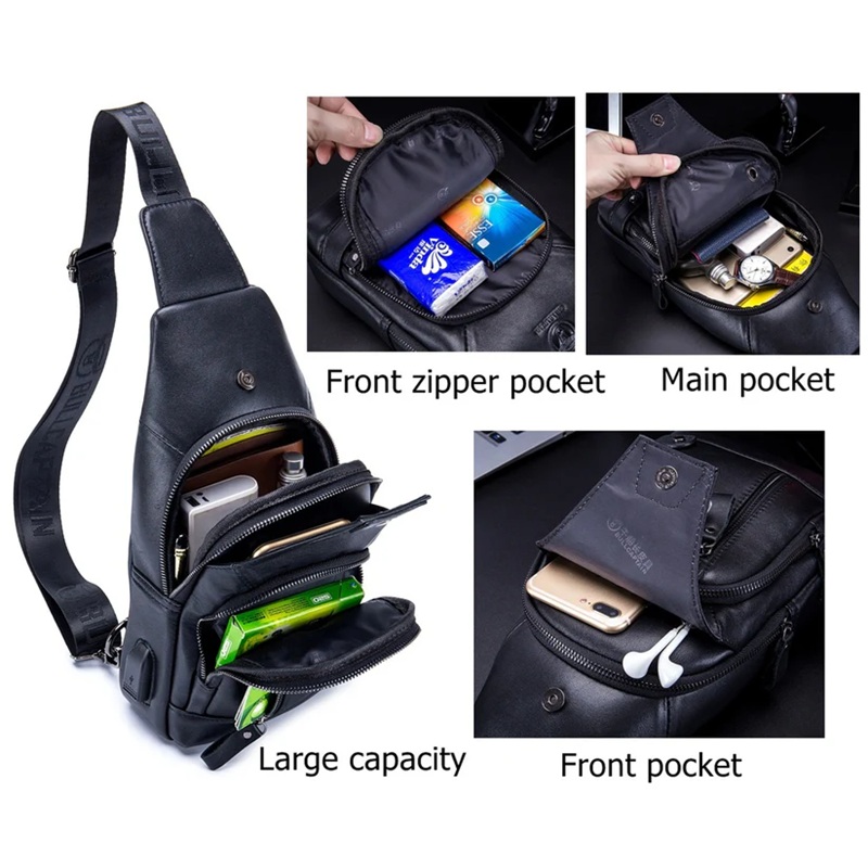 BULLCAPTAIN Genuine Leather Crossbody Bag