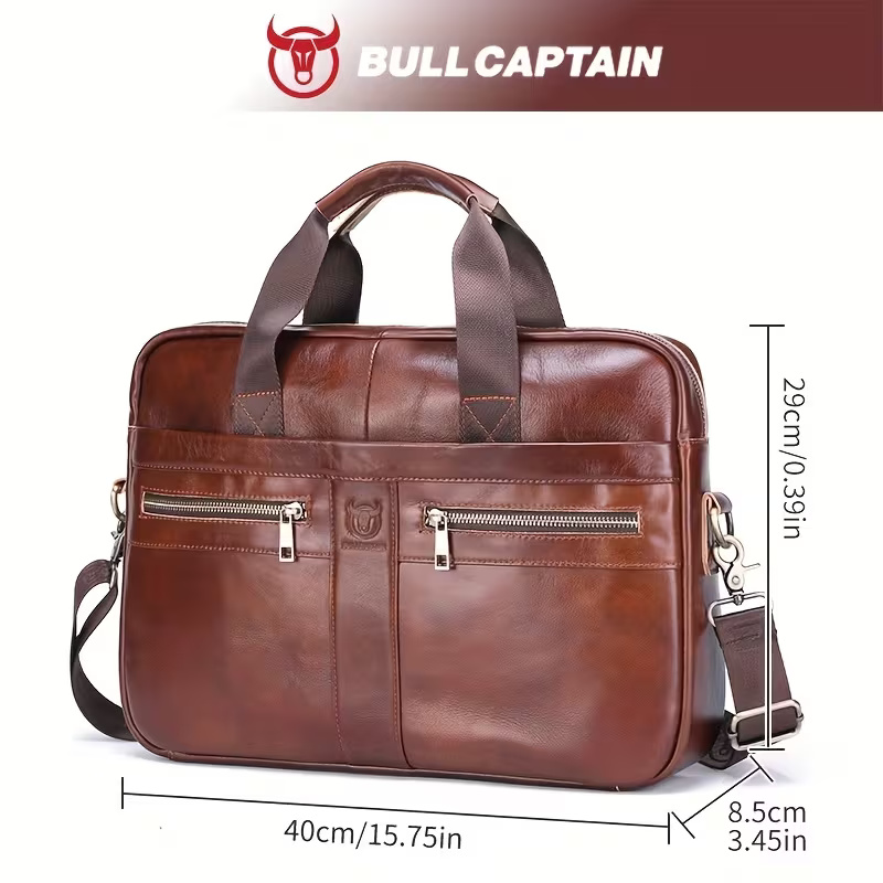 BULLCAPTAIN Genuine Leather Briefcase