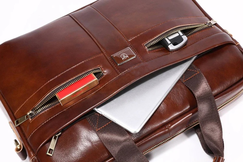 BULLCAPTAIN Genuine Leather Briefcase