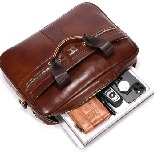 BULLCAPTAIN Genuine Leather Briefcase