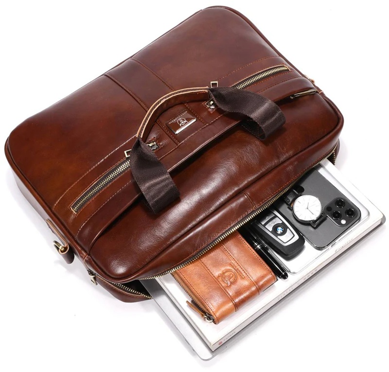 BULLCAPTAIN Genuine Leather Briefcase