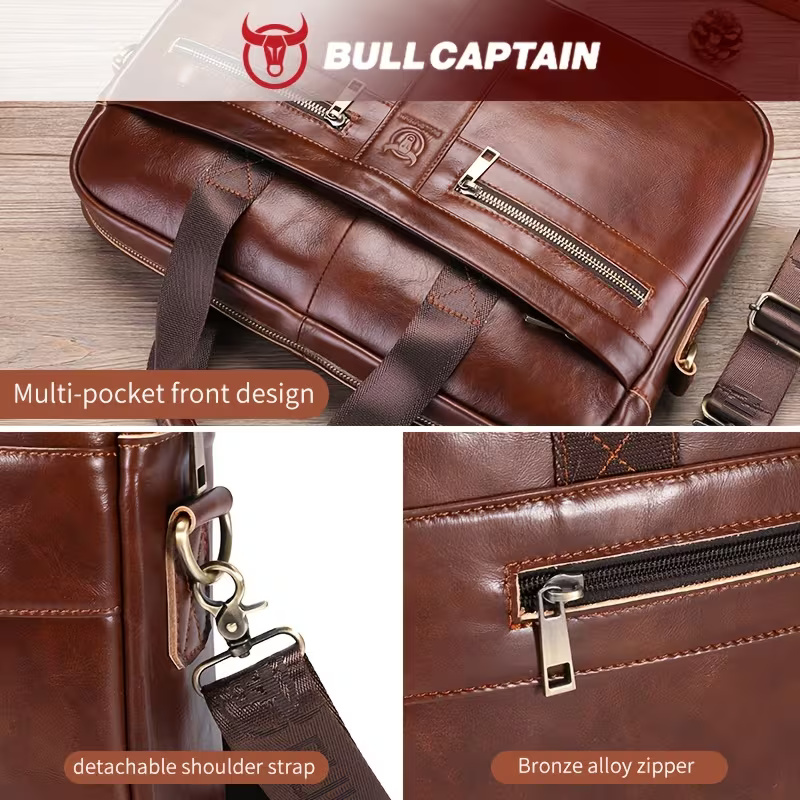 BULLCAPTAIN Genuine Leather Briefcase