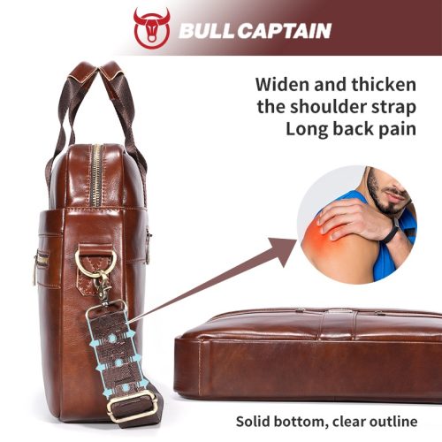 BULLCAPTAIN Genuine Leather Briefcase