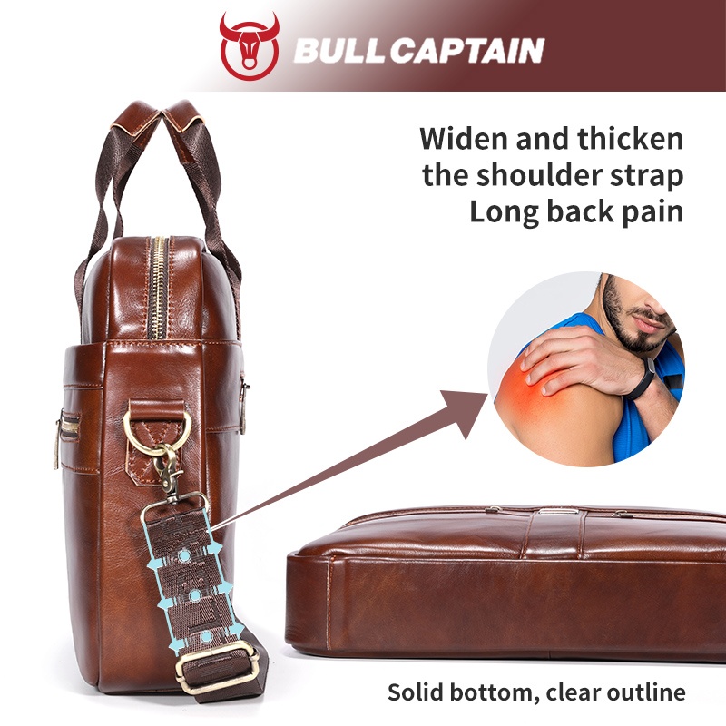 BULLCAPTAIN Genuine Leather Briefcase