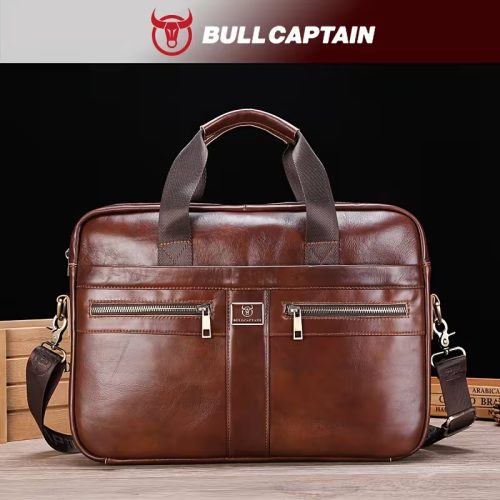 BULLCAPTAIN Genuine Leather Briefcase