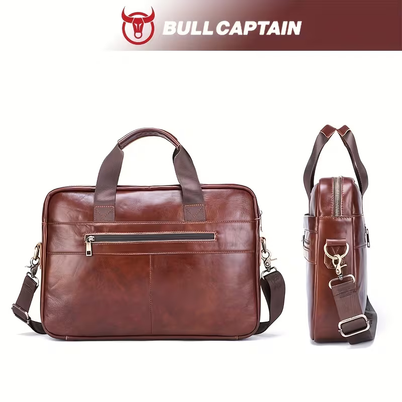 BULLCAPTAIN Genuine Leather Briefcase