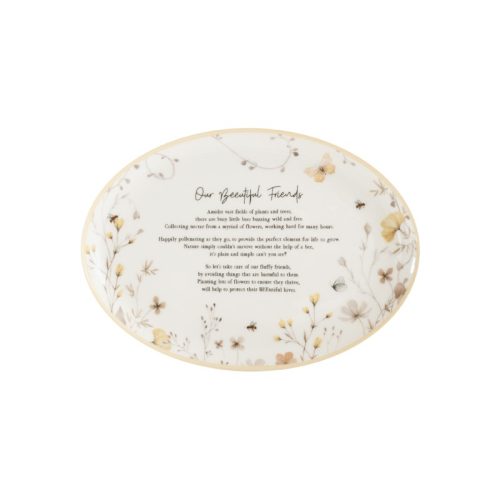 White Bee Giving Plate