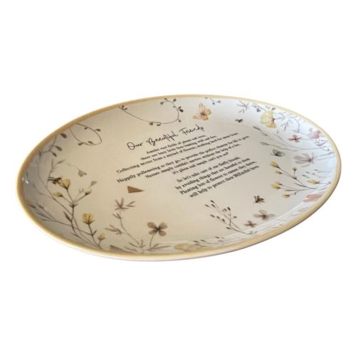 White Bee Giving Plate