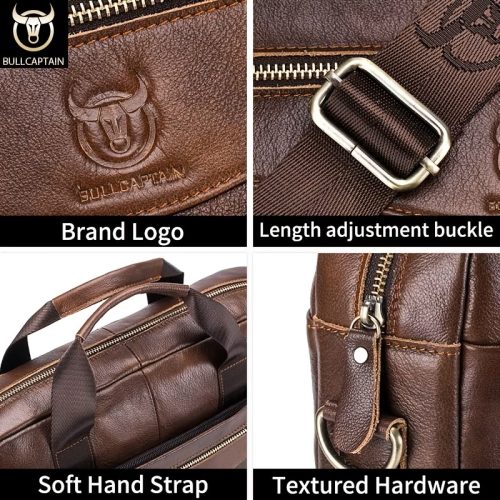 BULLCAPTAIN Leather Briefcase Bag