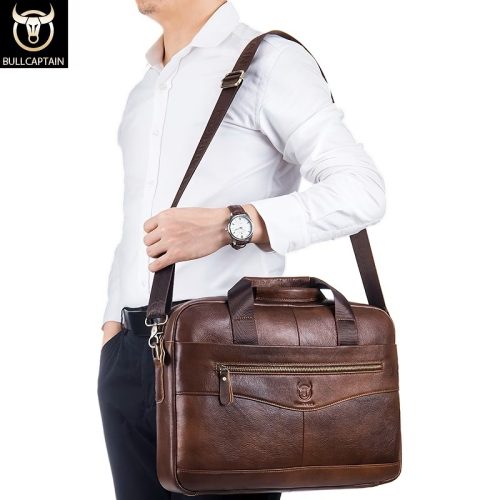 BULLCAPTAIN Leather Briefcase Bag