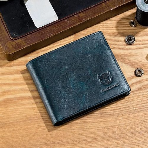 BULLCAPTAIN Genuine Leather Wallet Blue