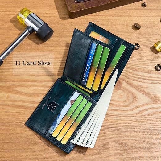 BULLCAPTAIN Genuine Leather Wallet Blue