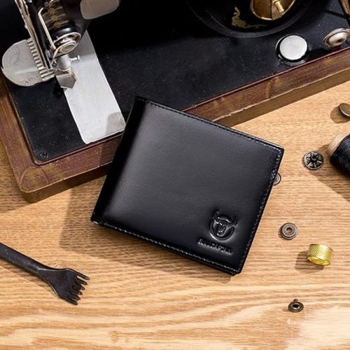 BULLCAPTAIN Black Leather Wallet