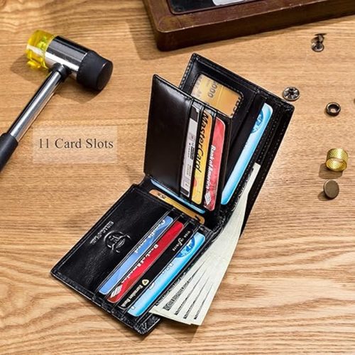 BULLCAPTAIN Black Leather Wallet