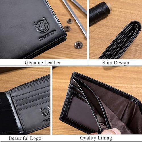 BULLCAPTAIN Black Leather Wallet