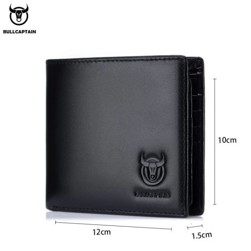 BULLCAPTAIN Black Leather Wallet